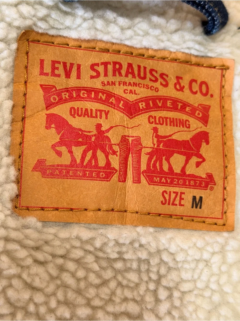 Levi's Dark Blue Denim Jacket with Cream Sherpa Collar